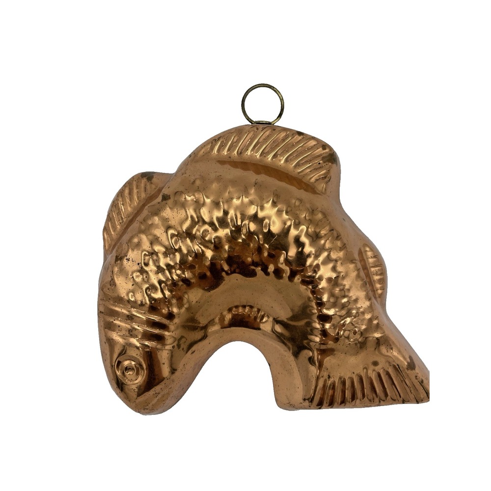 Vintage MCM Copper Fish Shaped Mold w/Hook Hanger French Wall Decor